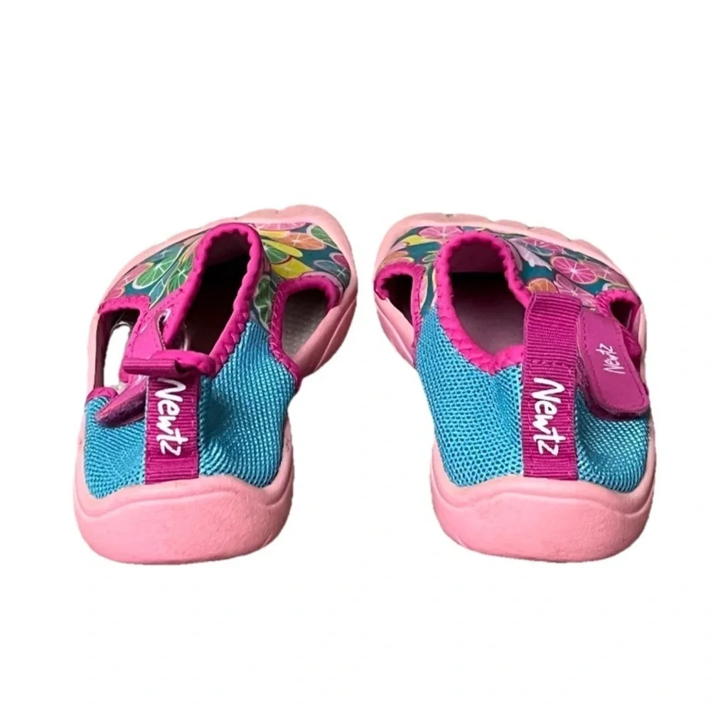 Newtz Girls Water Shoes Size 4/5 | Pink Fruit Print Beach Swim Slip-On Flats